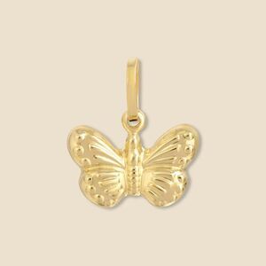 14K Solid Gold Butterfly Pendant Necklace Charm 1.1g